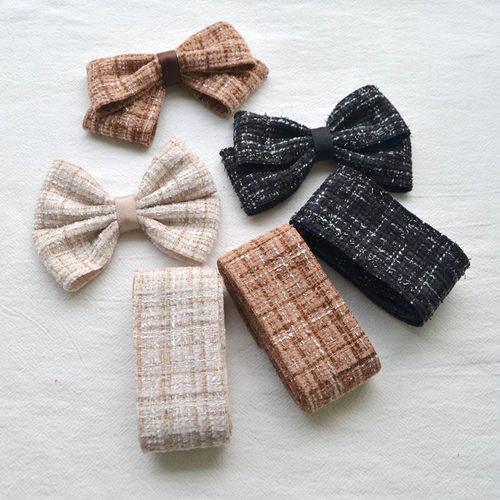 小香风格子绒毛织带布艺带