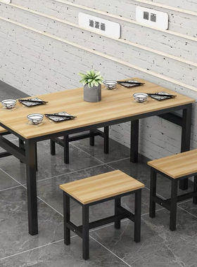餐桌椅组合小吃店餐馆快餐餐厅简约早餐店长方形饭店面馆吃饭桌子