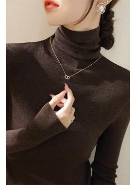 配羊毛大衣内搭黑色领打春底衫高毛衣女DK100851季新款修身暖保软