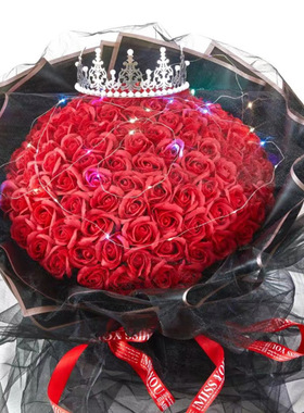 99朵玫瑰花束情人节教师节送女友妈妈香皂花求婚表白生日手工皂