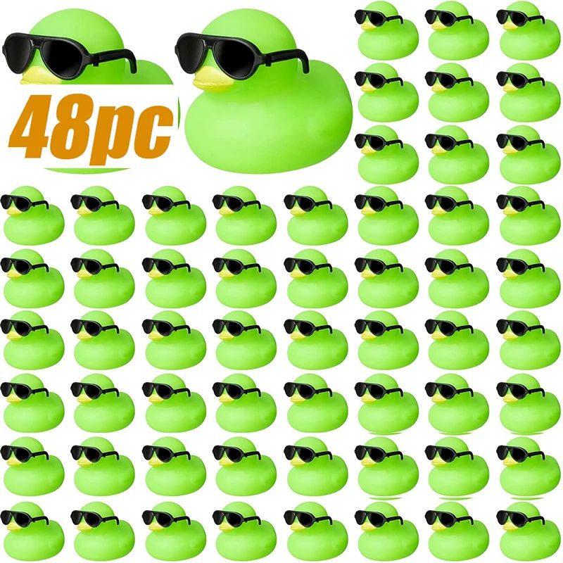 6/12/24P/48CS Green Rubber Ducks Mini  Duck Toys Squeak and