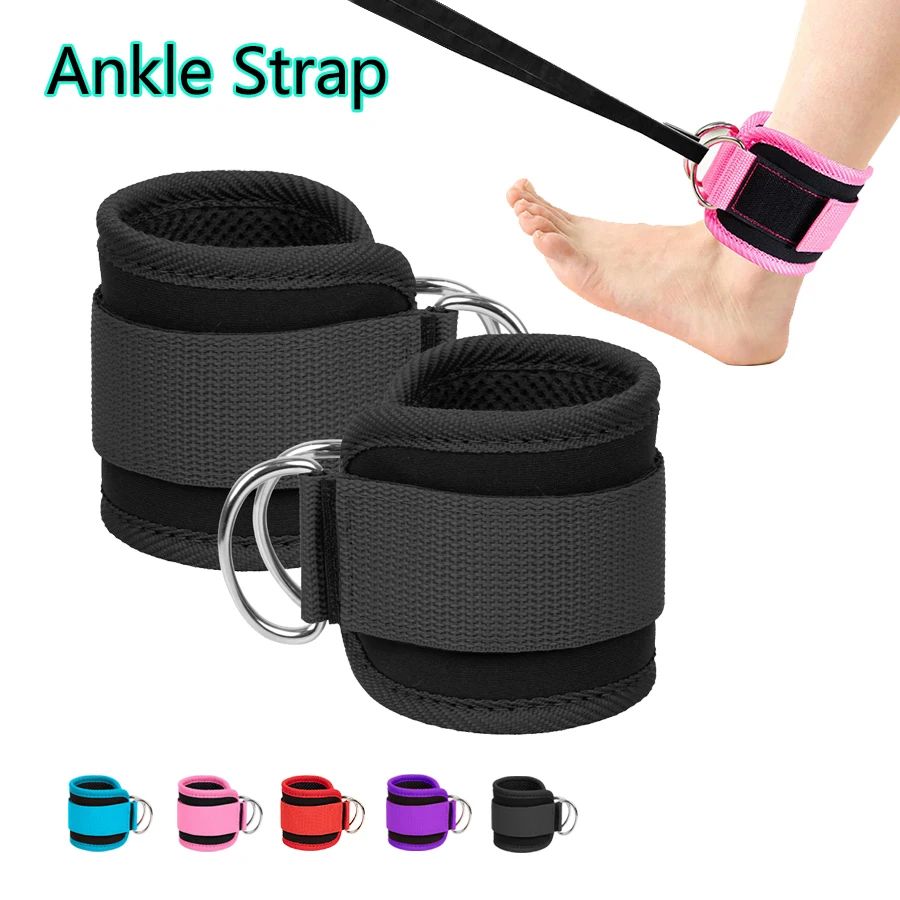 Fitness Ankle Straps Adjustable D-Ring Support Cuffs Gym Leg