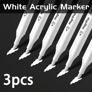 5pcs White Acrylic Marker,Permanent Pen Art Supplies for Bla