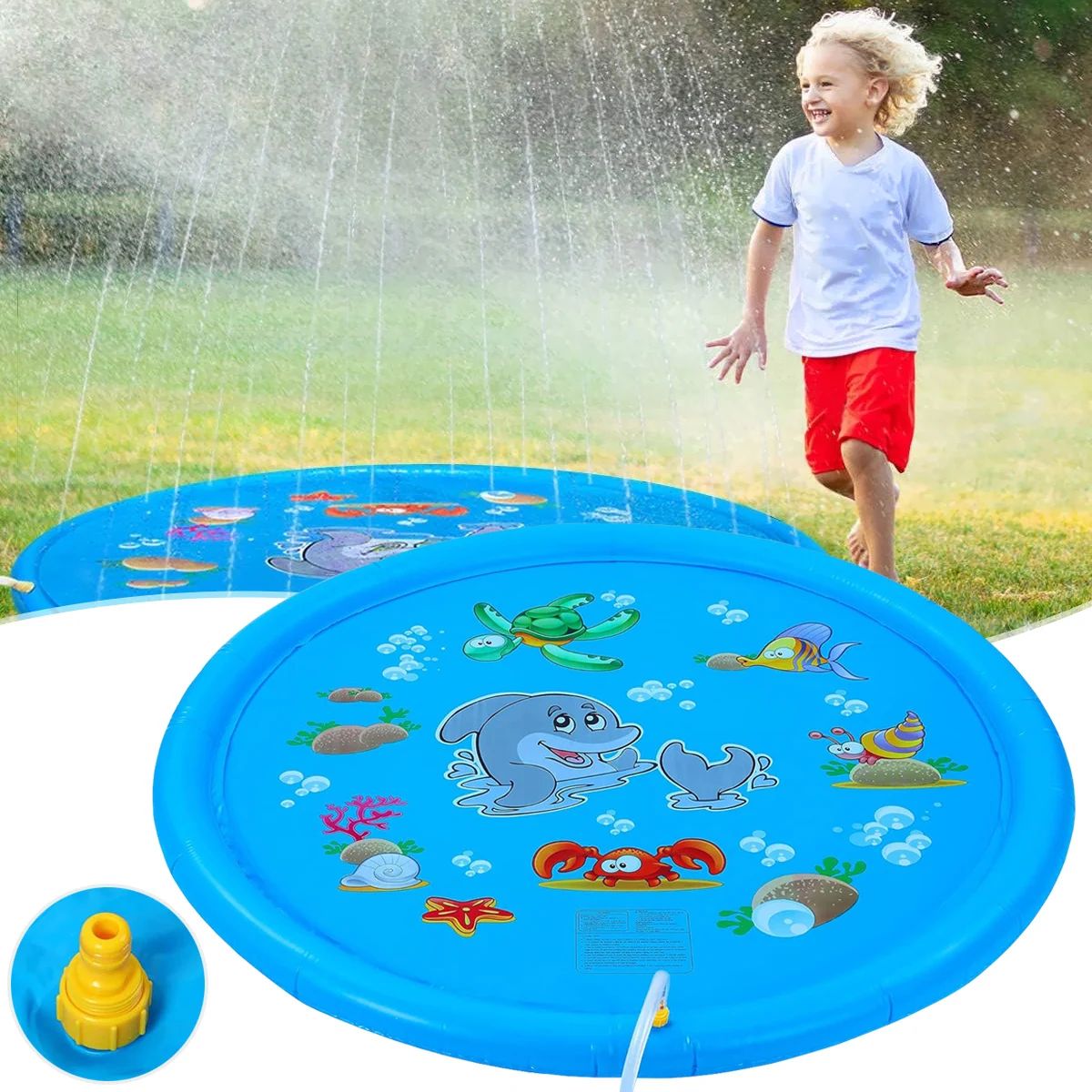 100cm Summer Pet Inflatable Swimming Pool Foldable Spray Mat