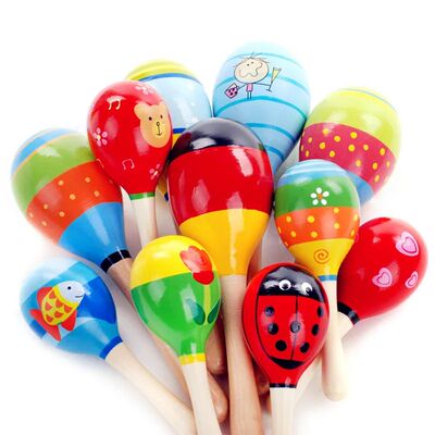 1pc Baby Kid Wooden Ball Toy Sand Hammer Rattle Musical Inst
