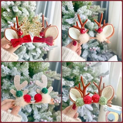Christmas Antler Hair Clips Pendants Xmas Ornaments  2024 Me