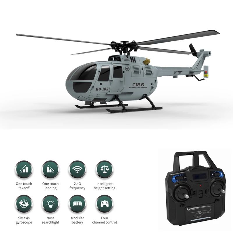 C186 RC Helicopter 2.4G 4CH BO105 Plane 4 Propellers 6 Axis