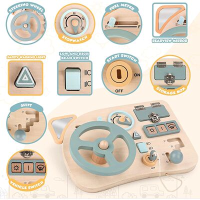 Montessori Toy Steering Wheel Wooden Busy Board Wooden Senso