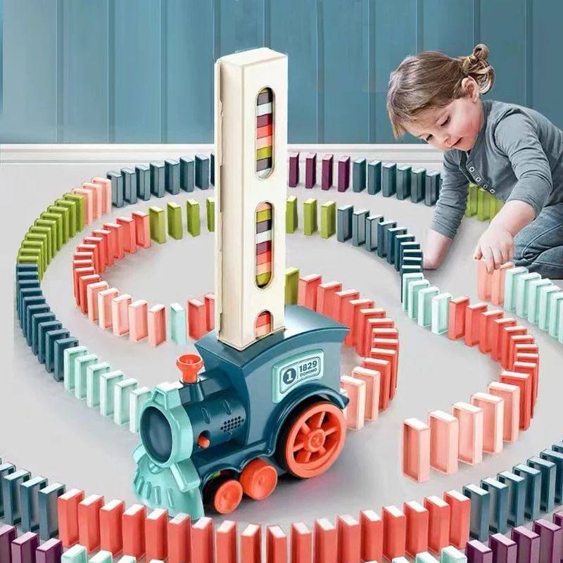 Kids Automatic Laying Domino Train Electric Car Dominoes Cli