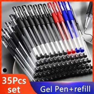 7/35 PCS Gel Pen Set School Supplies Black Blue Red Ink Colo