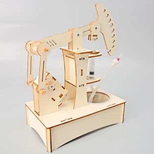 Wooden Electric Oil Pumping Machine Model Kids Science Toy T