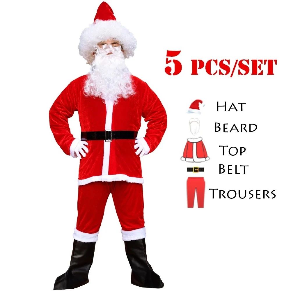High Quality Christmas Santa Claus Clothes New Year Eve Chri