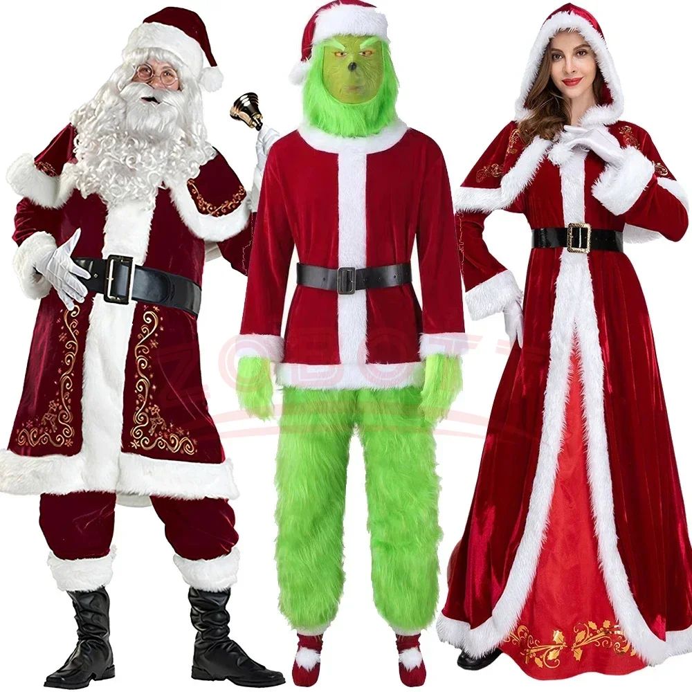 Deluxe Classi Santa Claus Christmas Costume Xmas Party  Sant