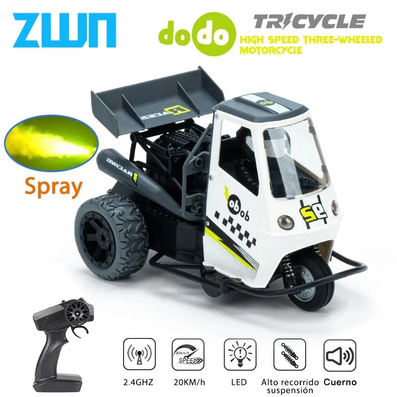ZWN S810 Three Wheels RC Car With Lights Spray 2.4G Remote C