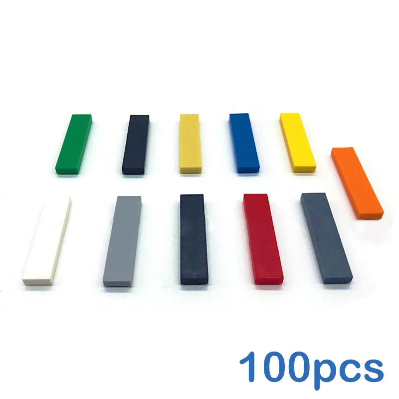 100pcs DIY Building Blocks Thin Figure Bricks Smooth 1x4 Dot