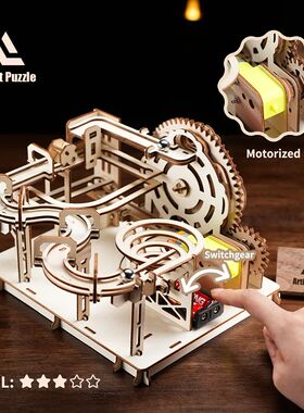 DIY Puzzle 3d Wooden Marble Run Wooden Track Montessori Educ