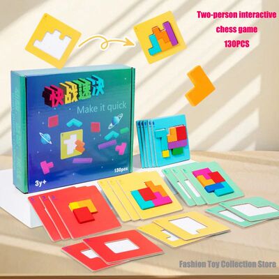 3D Two-person interactive Desktop Puzzle Game Tangram Math T