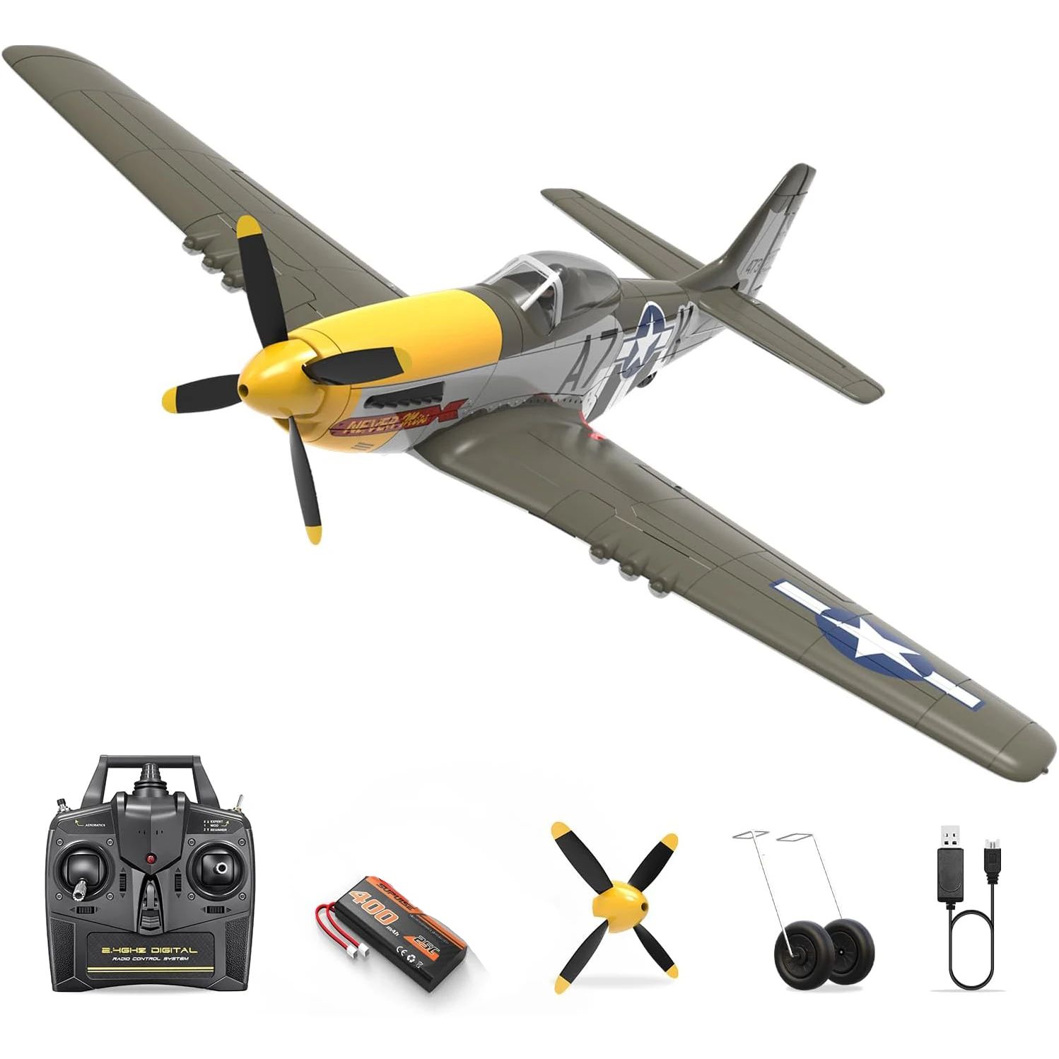 New Volantex P51D Mustang RC Plane 2.4G 4CH 500MM Wingspan E