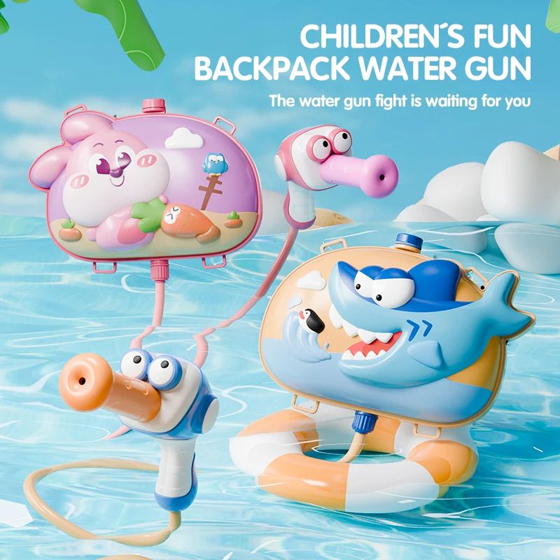 2024 Water Gun with Backpack Spray Blaster Pull-Out Cartoon