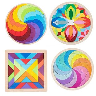 Kids Montessori Rainbow Wooden Puzzle Toys Art Educational G