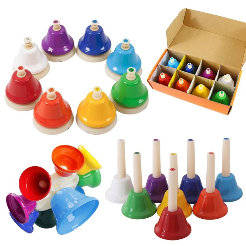 8-Note Hand Bell Children Music Toy Rainbow Percussion Instr