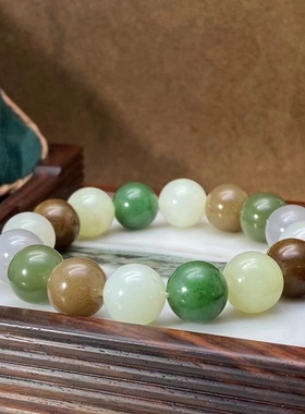 多宝手串新疆和田玉单颗尺寸12mm多宝手串精选标本料子手链