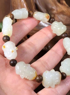 十八罗汉手串新疆和田玉作籽料罗汉手串红皮手串手链白玉