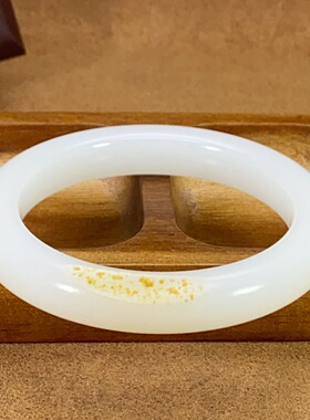 55圈口56圈口新疆和田玉手镯羊脂白玉带皮洒金皮平安镯羊脂白玉