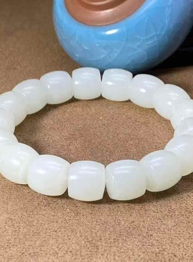 保真正品新疆和田玉羊脂级手串手链手把件老型珠