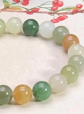 保真正品新疆和田玉手串白玉糖玉碧玉多宝手链手把件8mm