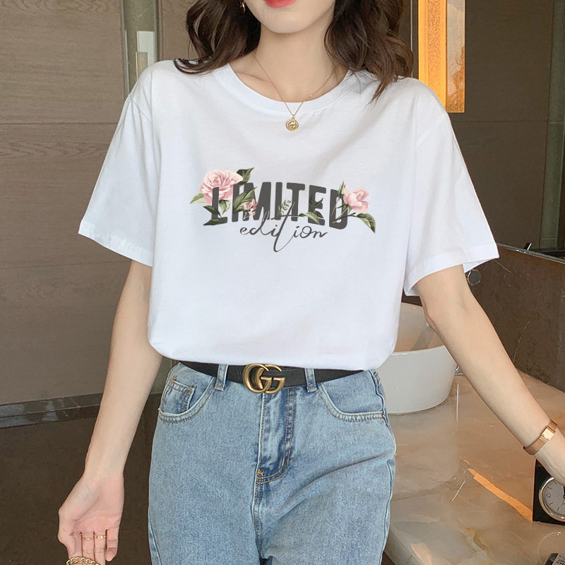 纯棉短袖t恤女宽松纯白打底衫夏季新款圆领全棉白色体恤女装
