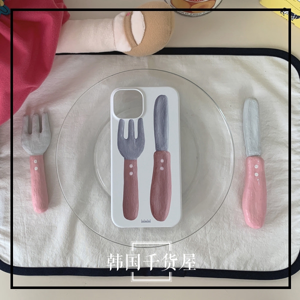 创意刀叉手机壳磨砂菲林壳