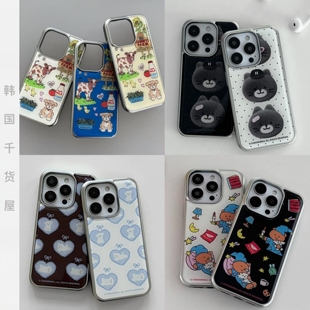 theninemall韩国代购 卡通可爱17promax银边滴胶手机壳全包壳17pro