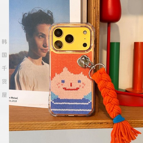 Delphin韩国代购ins风可爱娃娃针织图案17promax透明手机壳磁吸壳