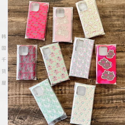 【现货】musemood韩国代购小众可爱圆边菲林壳草莓兔子半包手机壳
