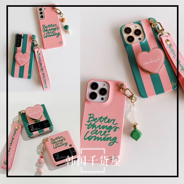 韩国VZF正品代购复古小清新拼色条纹字母14pro手机壳zflip4保护套