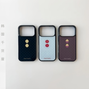 SecondMorning韩国代购 ins风波点柠檬红薯17promax黑边磁吸壳全包