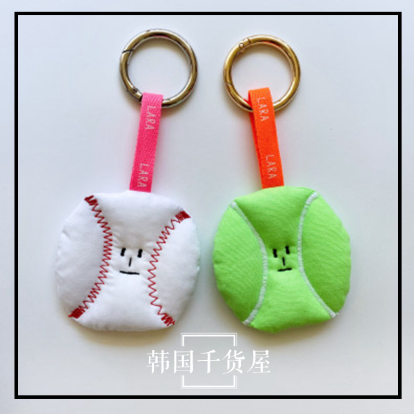 韩国onemorebag正品代购lara创意可爱棒球网球造型钥匙扣包包挂件