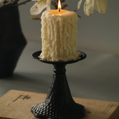 美式 饰摆件蜡烛托 简约黑色哑光铁艺轻型烛台家用装
