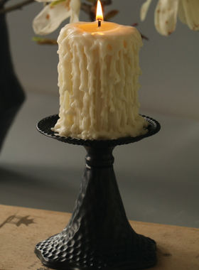 美式简约黑色哑光铁艺轻型烛台家用装饰摆件蜡烛托