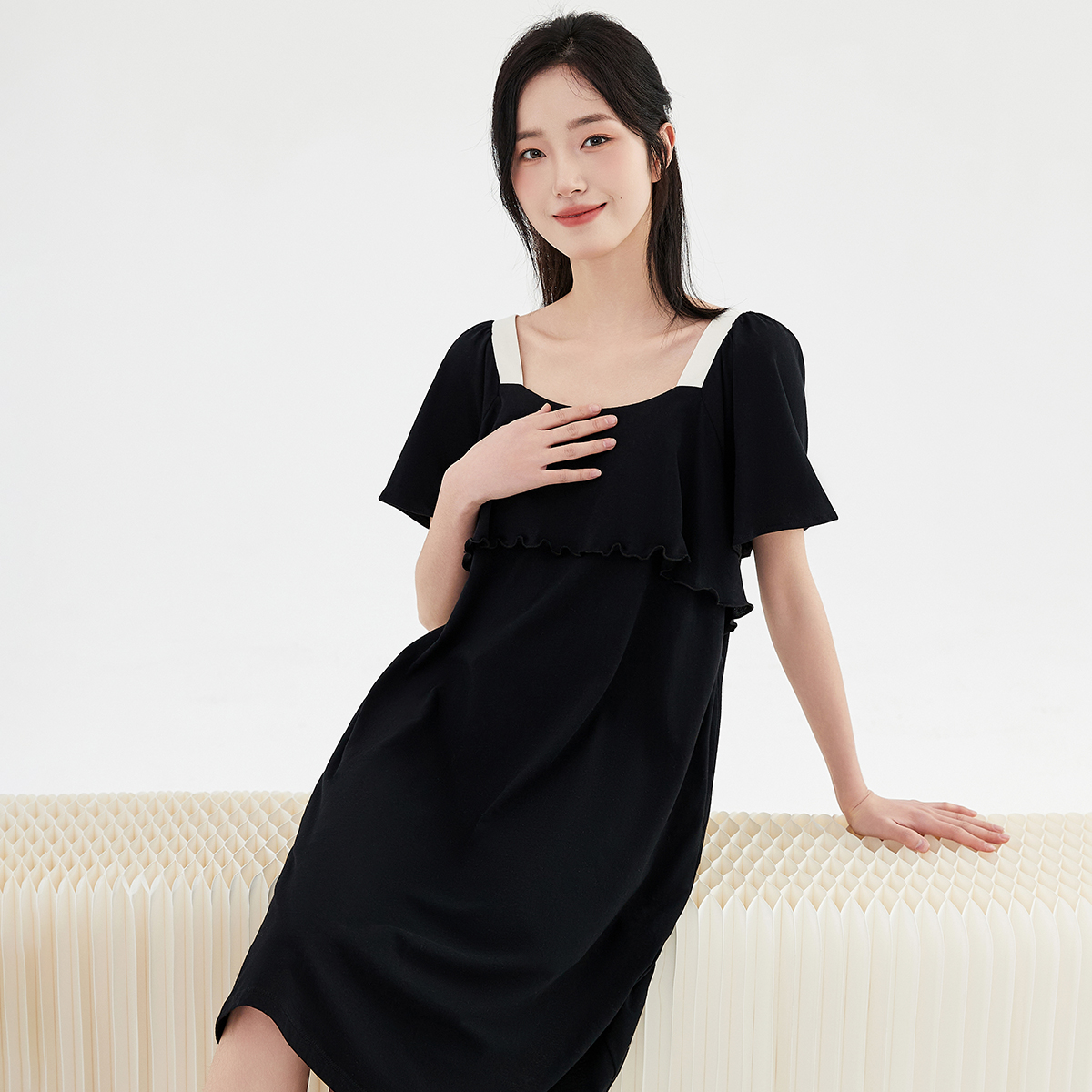 顶瓜瓜纯棉夏季防凸点睡裙