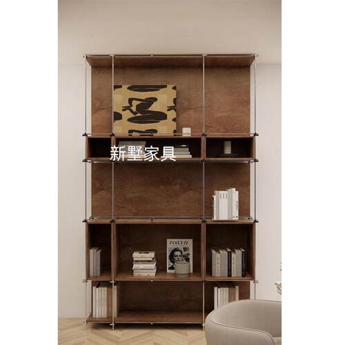 光轴木板置物架客厅落地陈列书架