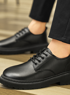 漫展cosplay二次元皮鞋男士coser黑色厚底万用皮板鞋dk日系制服鞋