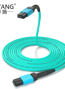 博扬 12芯mpo-mpo光纤跳线母头B极性兼容MTP 50米OM4万兆多模跳