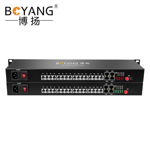 博扬 综合业务数字电话光端机16路电话+4路百兆网络BY-16P4E-60KM