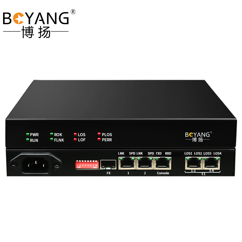 博扬（BOYANG）BY-4E1S IP网口 以太网转E1 反向协议转换器4E1反