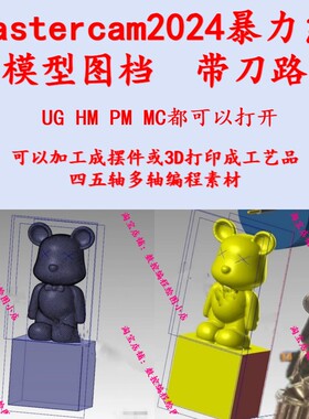 摆件-暴力熊模型图档/带Mastercam2024三轴刀路 CNC三轴加工雕刻