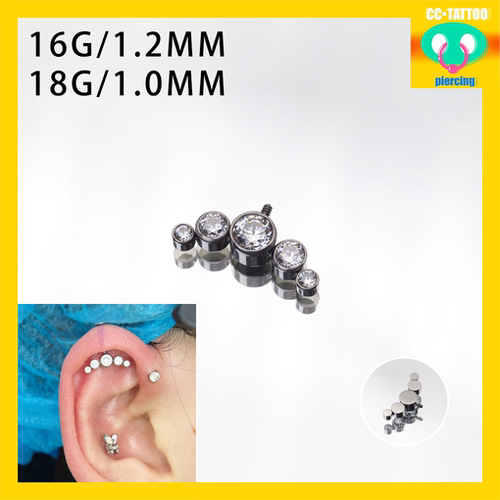 CC猪弟家 16G/18G 特殊位外耳轮helix 镜面抛光钛合金耳骨钉唇钉
