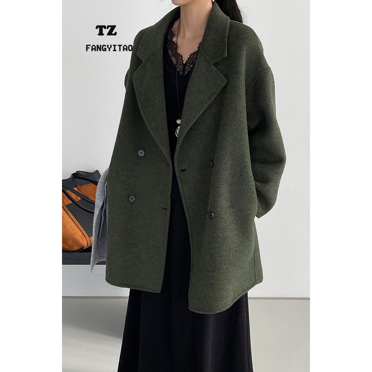 原版实拍！小个子羊毛双面绒外套