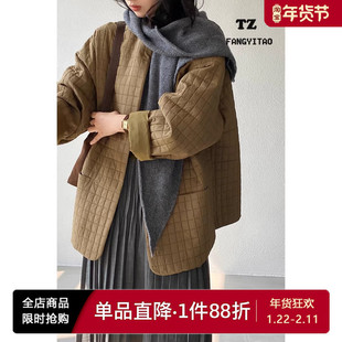 韩版初冬夹棉外套女中长款2025新款宽松高级感超好看轻薄棉衣棉服